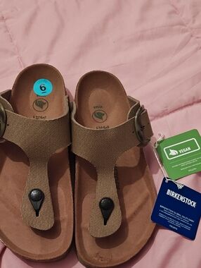 Birkenstock Vegan Woman's Avocado Green Thong Sandals